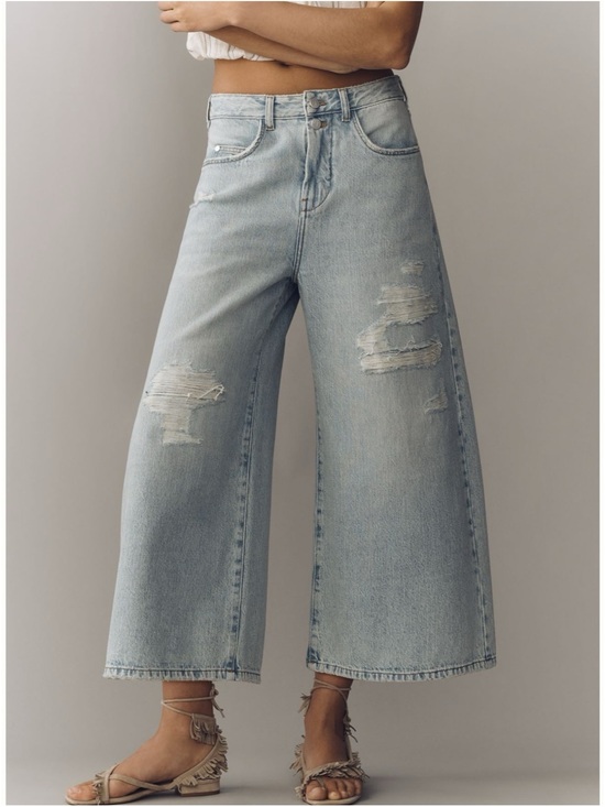 Pilcro Denim - Pilcro Lyra High-Rise Crop Wide-Leg Distressed Jeans size 26